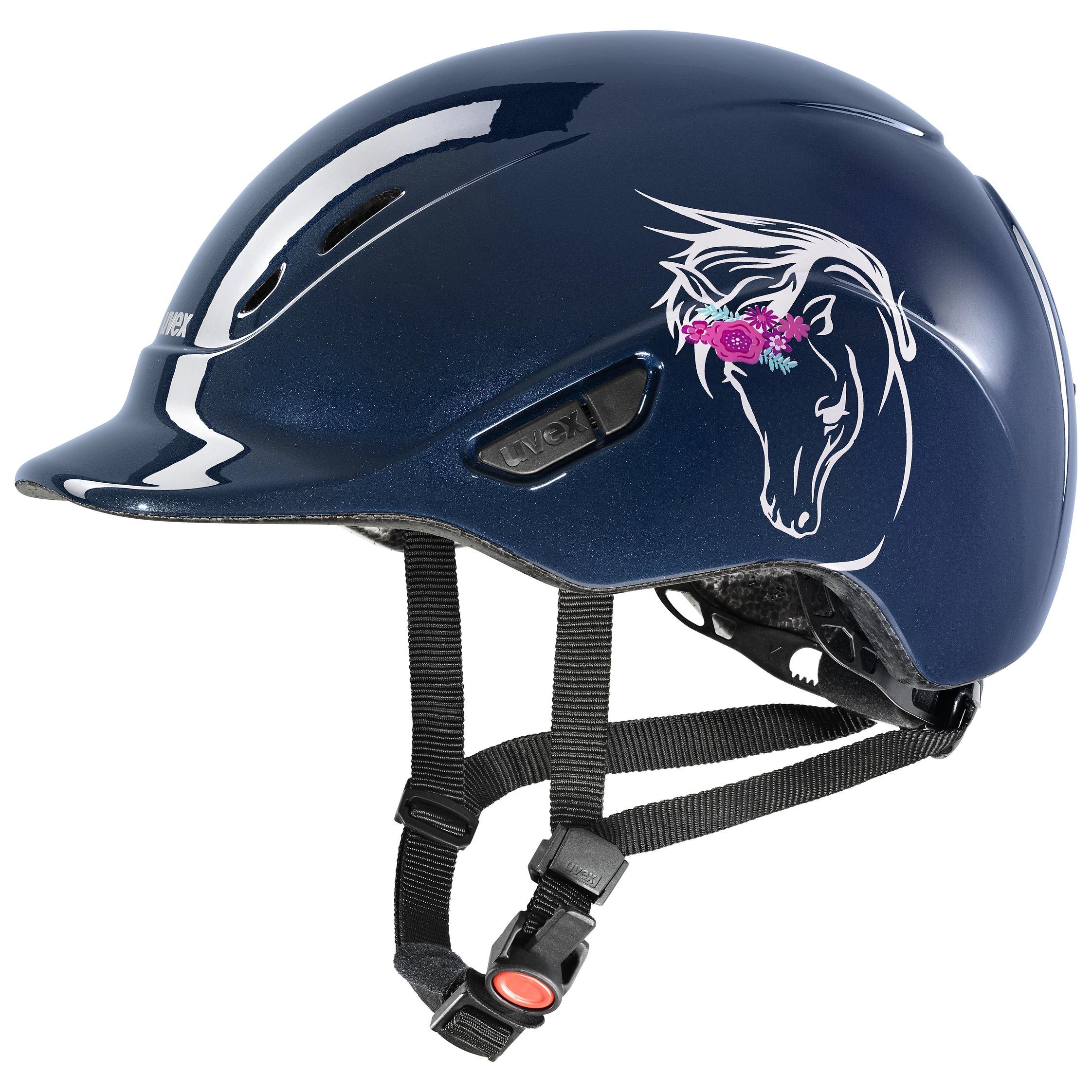 Uvex Kidoxx Junior Ridehjelm - Shiny Navy Flower Pony 