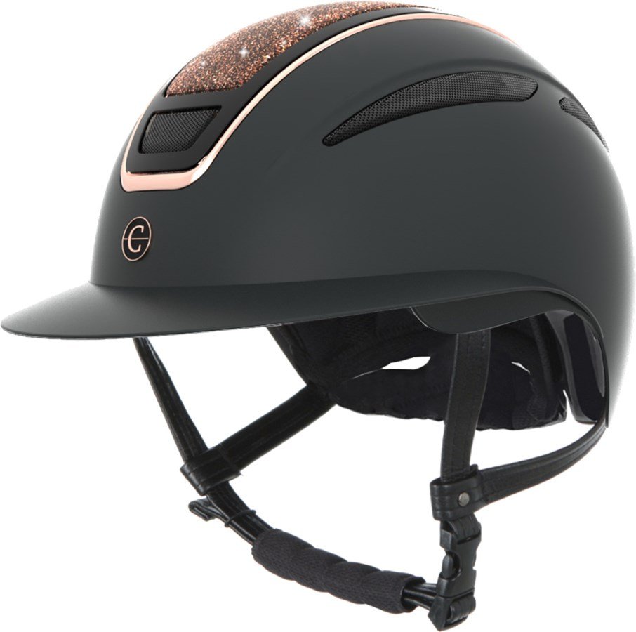 Covalliero Elite Polo Ridehjelm - Mat Sort m. Rosegold & Crystalrock
