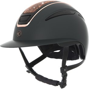 Covalliero Elite Polo Ridehjelm - Mat Sort m. Rosegold & Crystalrock