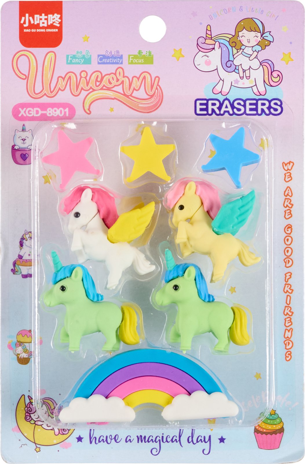 Equipage Unicorn, Regnbue & Stjerne Viskel�der - Mix Farver 