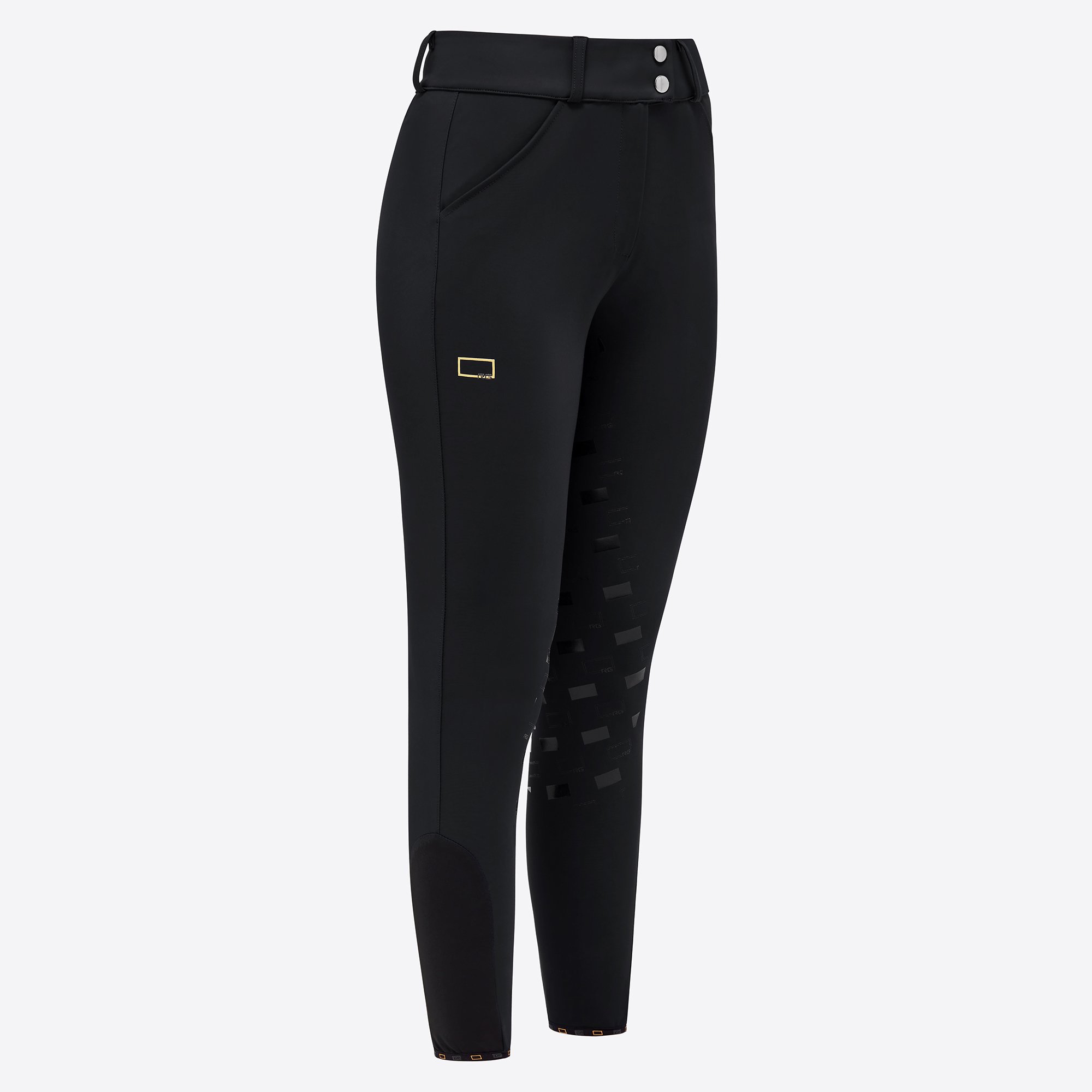 RG High Waist Ridebukser m. Fuld Grip - Sort m. Gr Logo