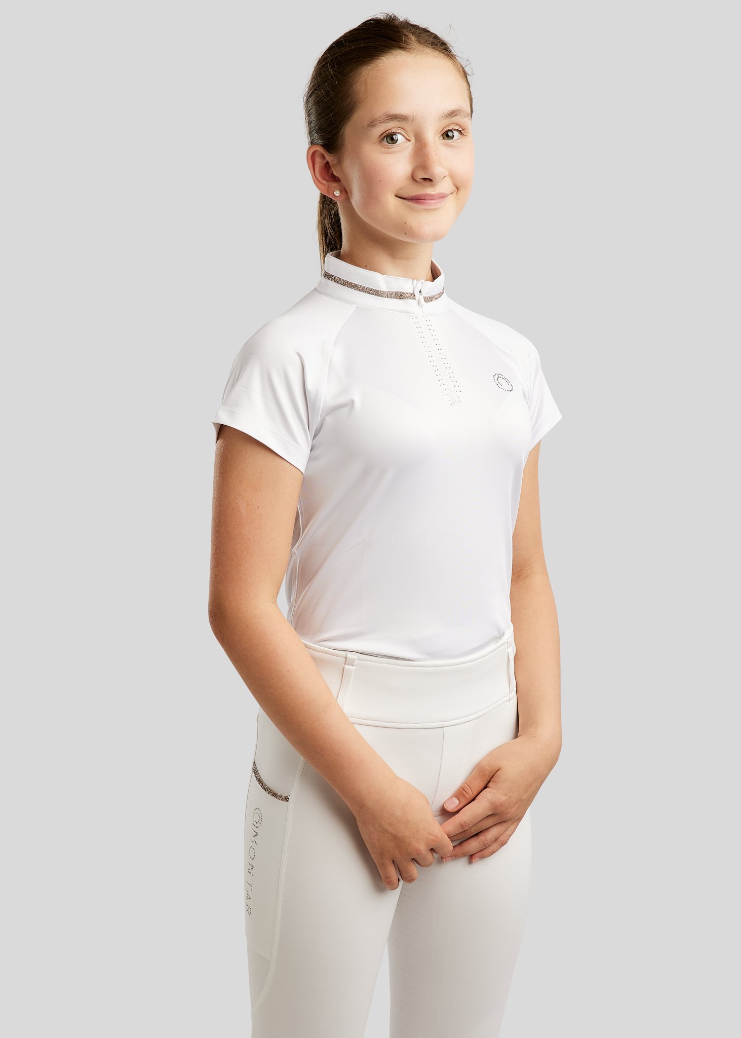 Montar Molila SS Junior Showshirt - Hvid m. Champagne