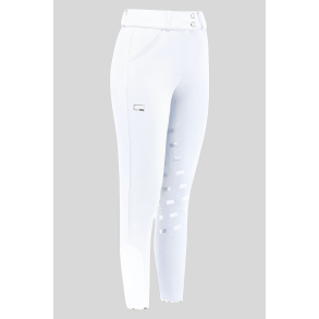 RG High Waist Ridebukser m. Fuld Grip - Hvid m. Gr Logo