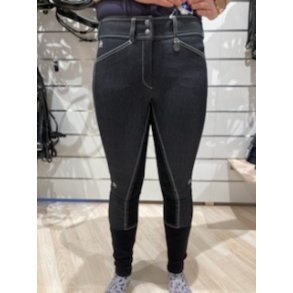 Nathalie Fashion Rigoletto Ridebukser - Sort Denim 