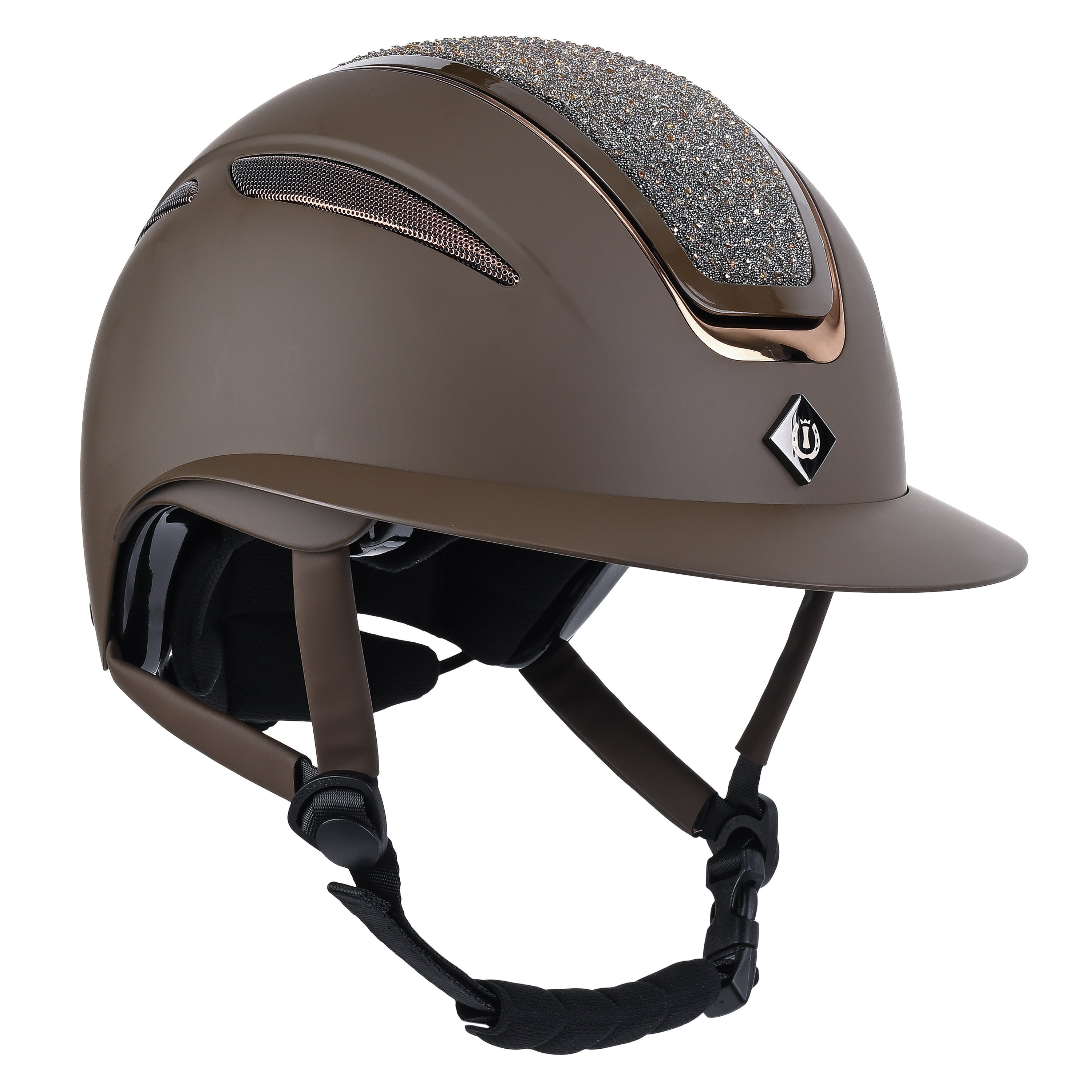 Imperial Riding IRHOlania Big Visor Ridehjelm - Mat Brun m. Glitter 