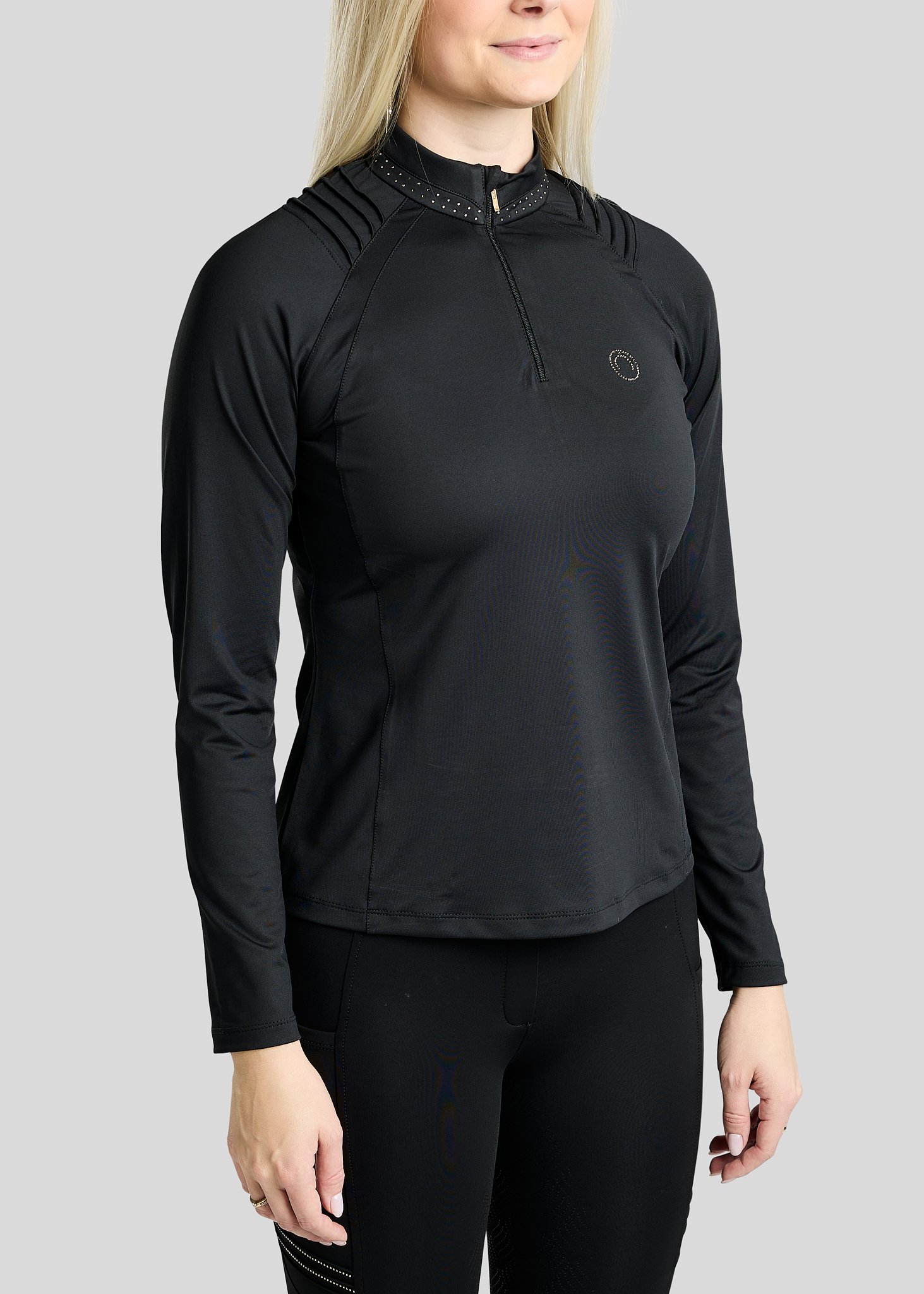 Montar MoWilma L/S Polo - Sort m. Golden Quartz