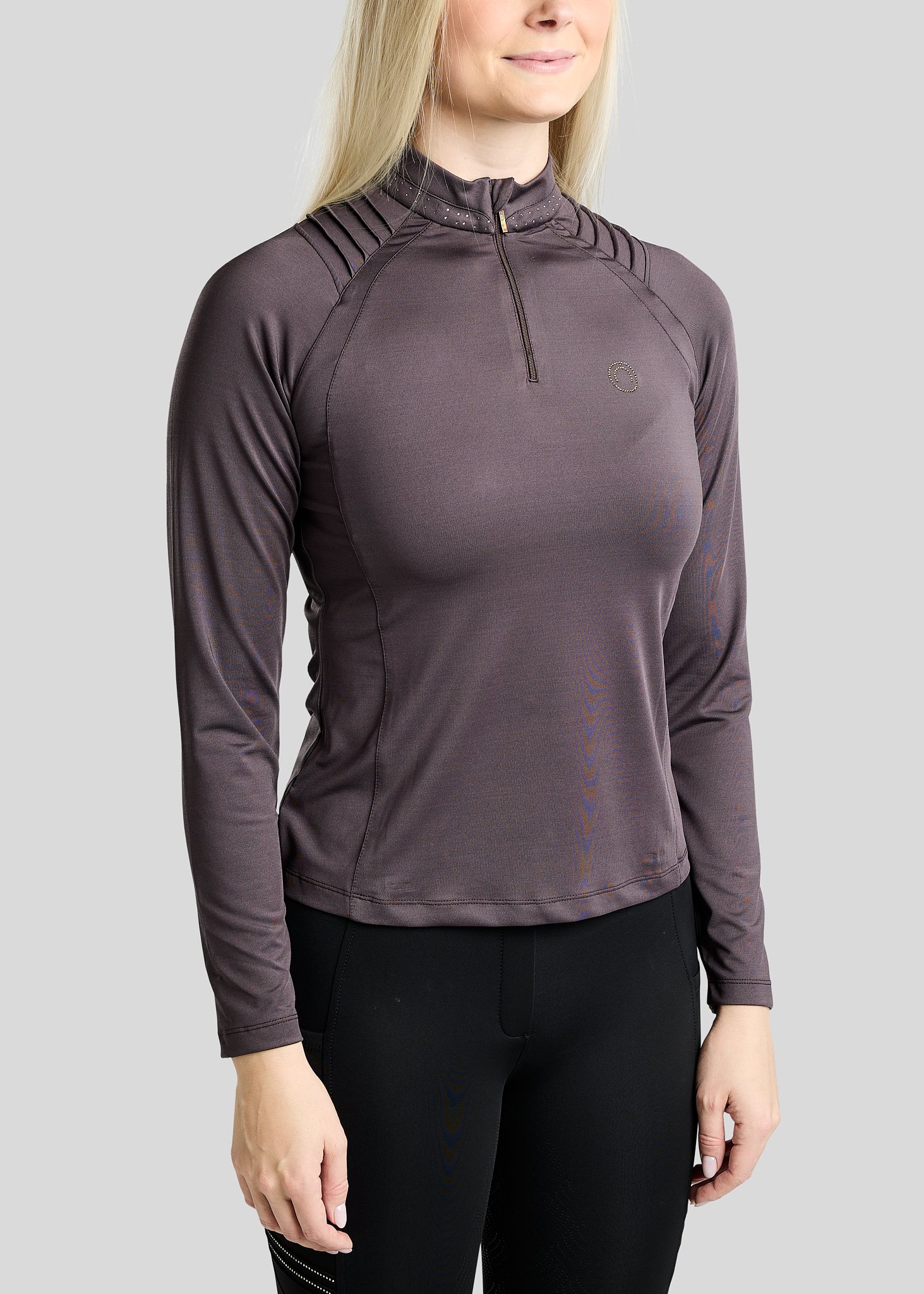 Montar MoWilma L/S Polo - Black Peony m. Golden Quartz