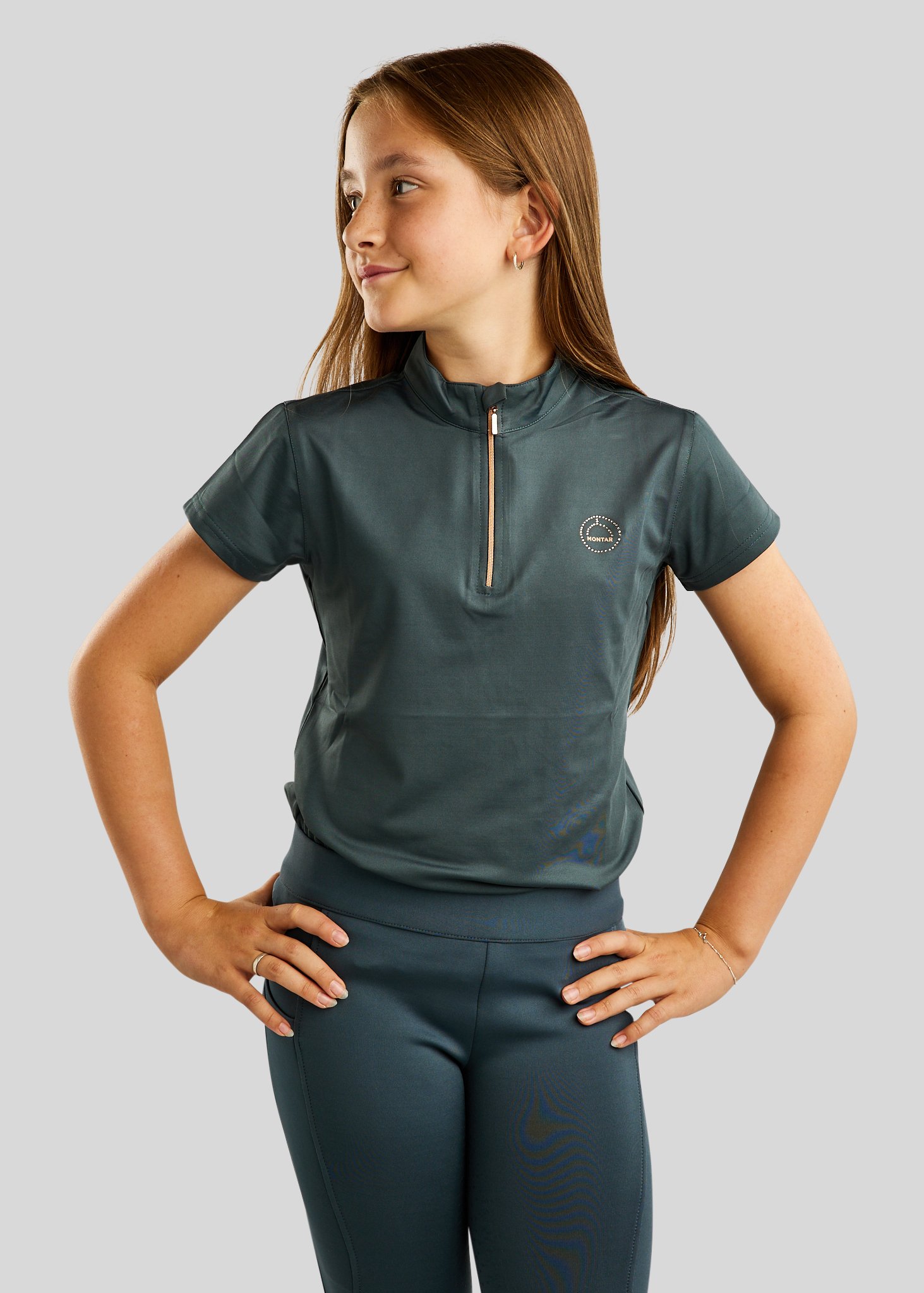 Montar Everly Junior S/S Polo - Dark Slate m. Rosegold 