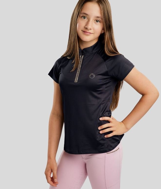 Montar MoLila Junior SS Polo - Navy m. Champagne