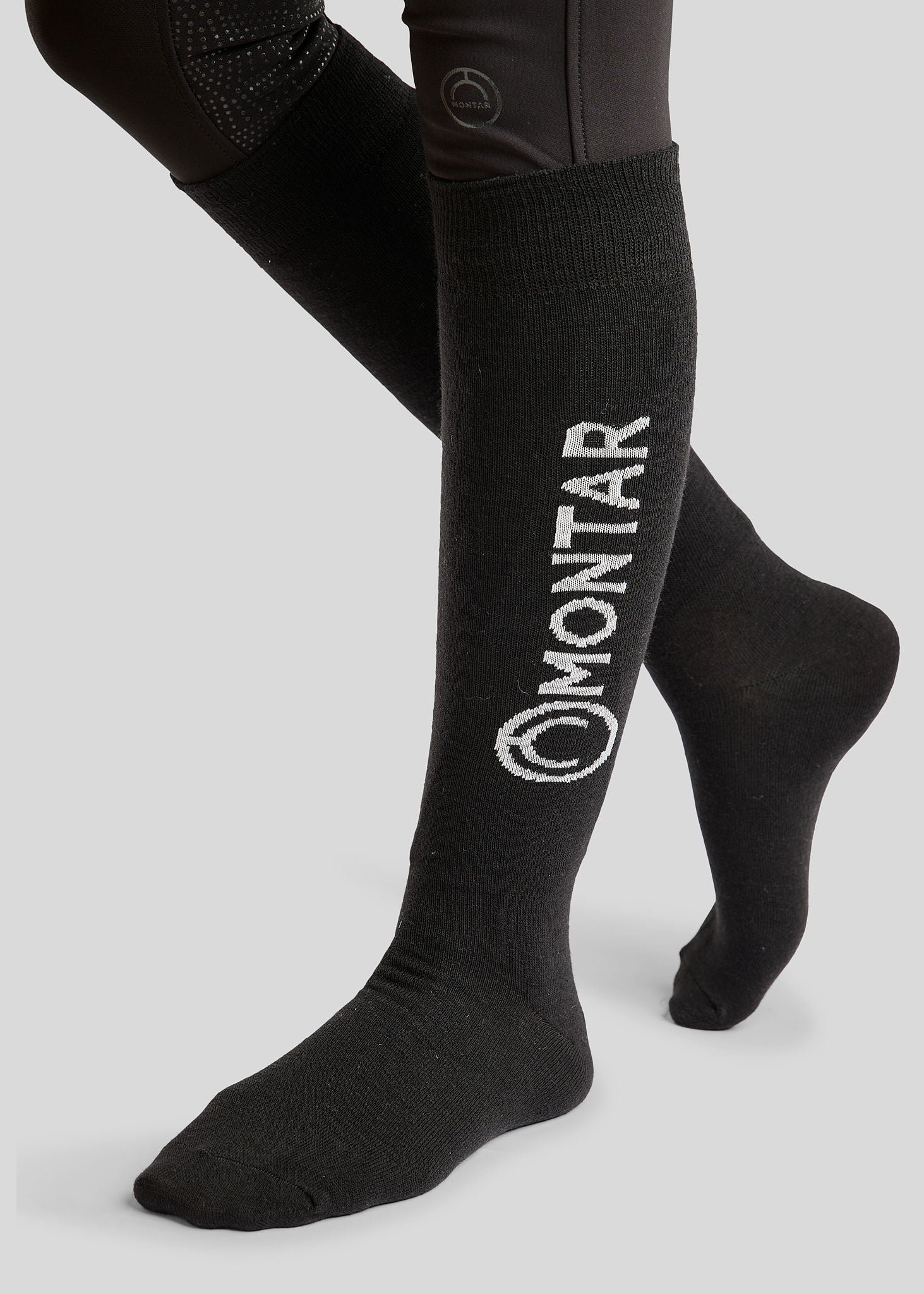 Montar Lang Wool Strmpe - Sort m. Hvid 