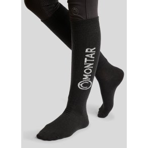 Montar Lang Wool Strmpe - Sort m. Hvid 