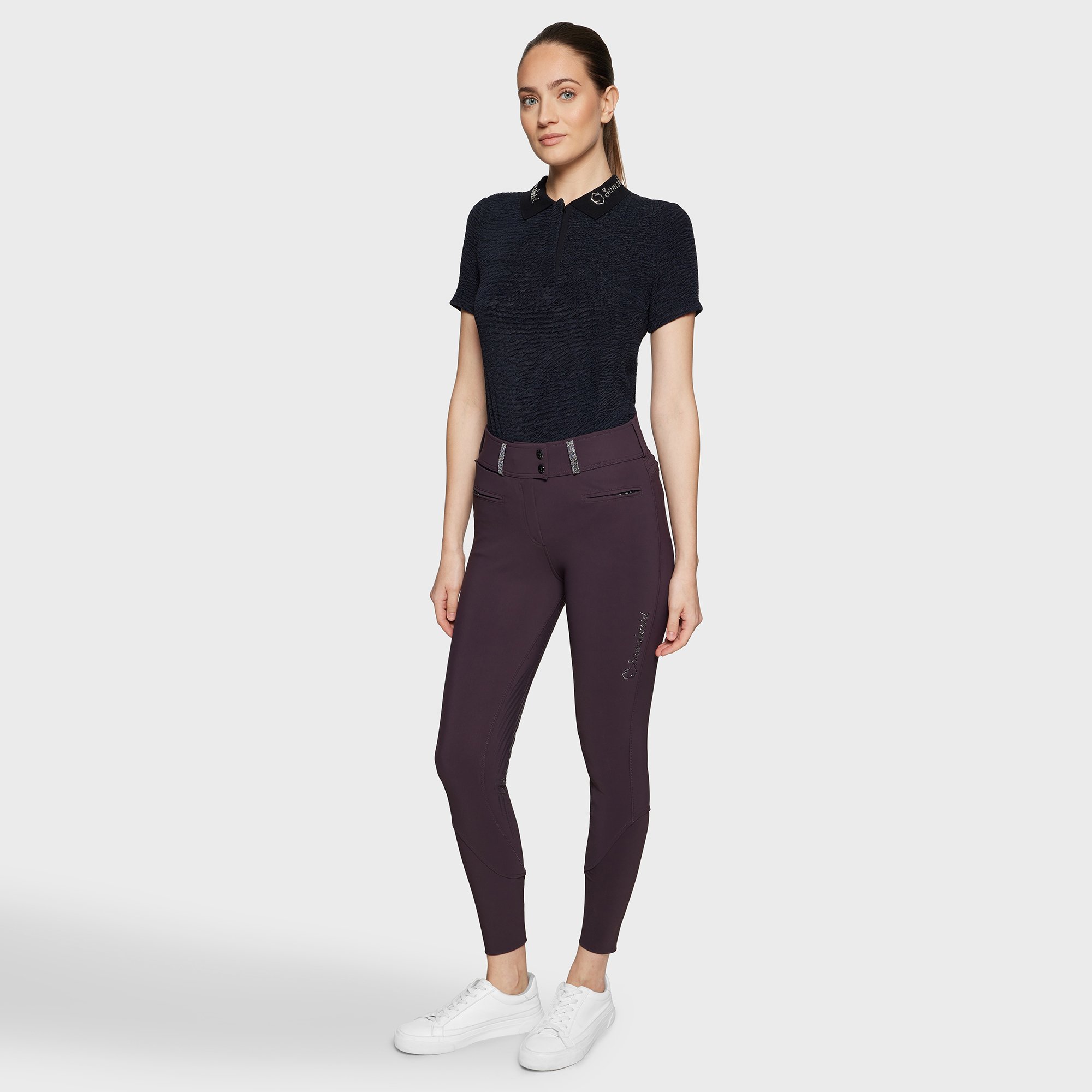 Samshield Claranova Ridebukser m. Grip - Aubergine 