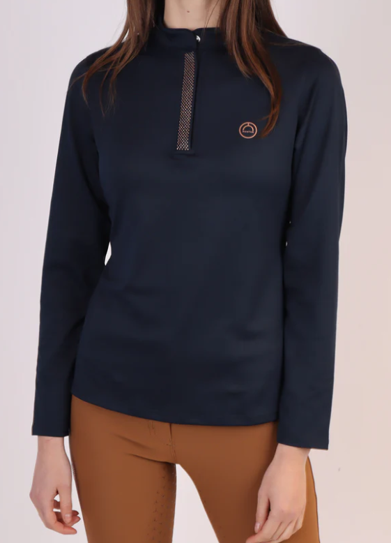 Montar Briella Junior L/S Polo - Dark Navy m. Rosegold 