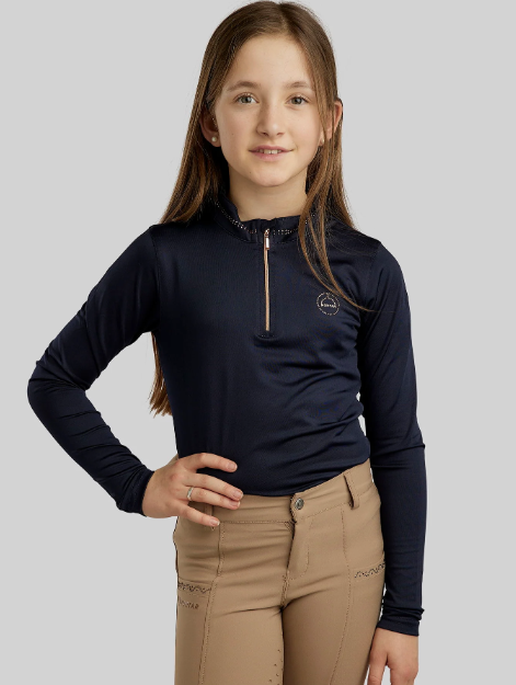 Montar Everline Junior Langrmet Polo - Dark Navy m. Rosegold